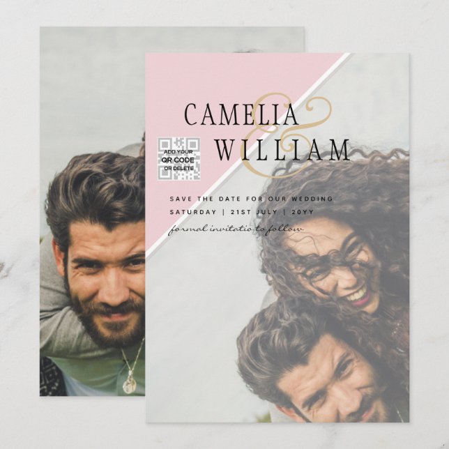 Modernes FOTO Hochzeit Einladung QR CODE UAWG Blus (Vorne/Hinten)