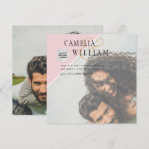 Modernes FOTO Hochzeit Einladung QR CODE UAWG Blus