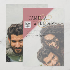 Modernes FOTO Hochzeit Einladung QR CODE UAWG Dust