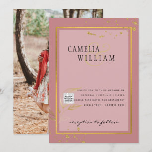 Modernes FOTO Hochzeit Einladung QR CODE UAWG Dust