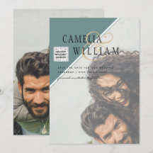 Modernes FOTO Hochzeit Einladung QR CODE UAwg Gree