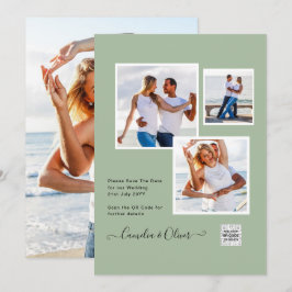 Modernes FOTO Hochzeit Einladung QR CODE UAwg Gree