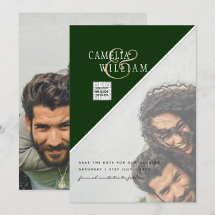 Modernes FOTO Hochzeit Einladung QR CODE UAwg Gree