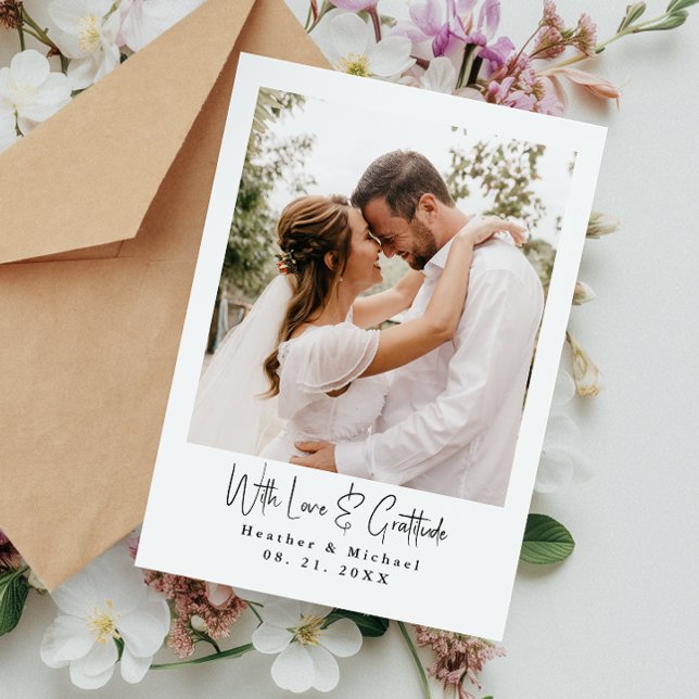 Modernes Foto Hochzeit geklappt Dankeschön Karte (Leave a lasting impression and express your thanks in a truly special and meaningful way.)