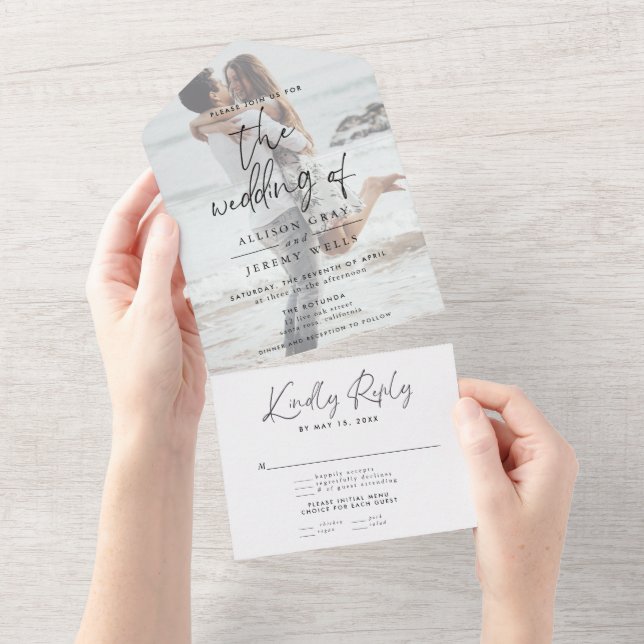 Modernes Foto Hochzeit in einer Einladung (Abreißen)