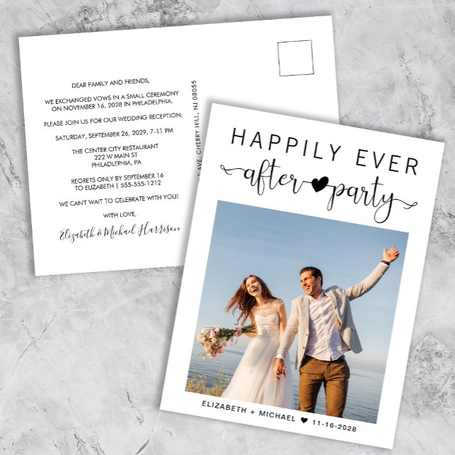Modernes Foto Hochzeit nach dem Party Empfang Postkarte (Von Creator hochgeladen)