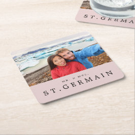 Modernes Foto Hochzeit Personalisierte Gunst Rechteckiger Pappuntersetzer