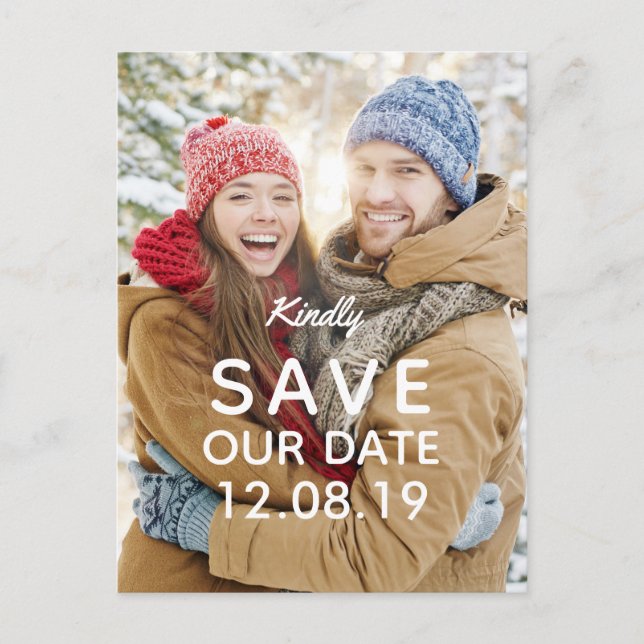 Modernes Foto Hochzeit rettet das Datum Ankündigungspostkarte (Vorderseite)
