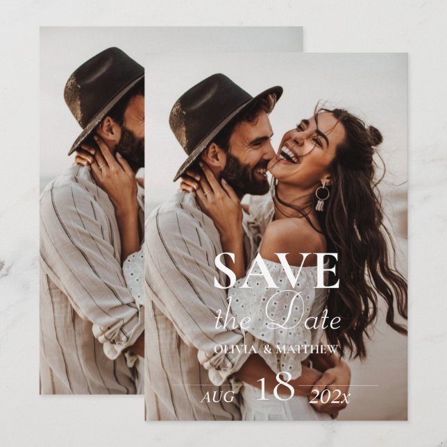 Modernes Foto Hochzeit rettet die Termine Save The Date (Vorne/Hinten)