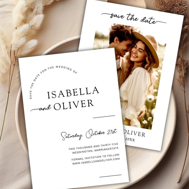 Modernes Foto Hochzeit Speichern Sie die einladend Einladung (Modern Photo Wedding Save the Date Invite Template)
