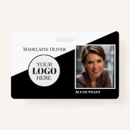 Modernes Foto-ID-Abzeichen für Schwarzweiß-Logos Ausweis