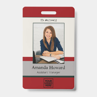 Modernes Foto ID Company in Rot und Grau Ausweis
