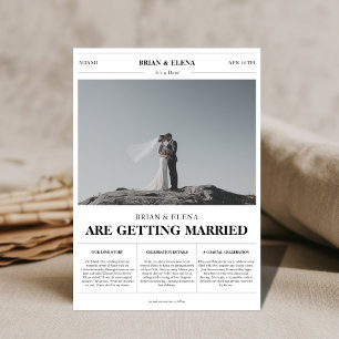 Modernes Foto im Zeitungsstil Save the Date Hochze