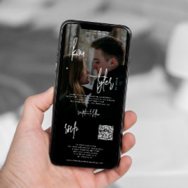 Modernes Foto in einem QR-Code uAwg Schwarze Hochz Einladung