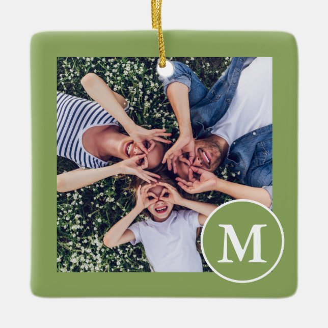 Modernes Foto in Grün und Weiß Keramikornament (Vorderseite)