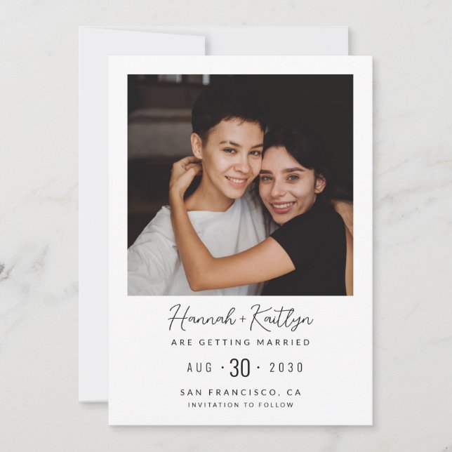 Modernes Foto LGBTQ Save the Date (Vorderseite)