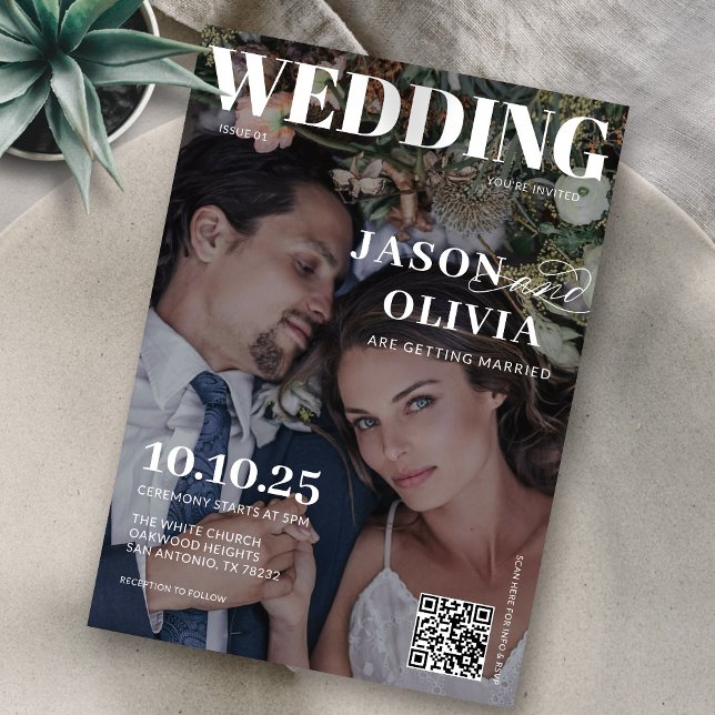 Modernes Foto Magazin Cover Einzigartige Hochzeit Einladung (Von Creator hochgeladen)