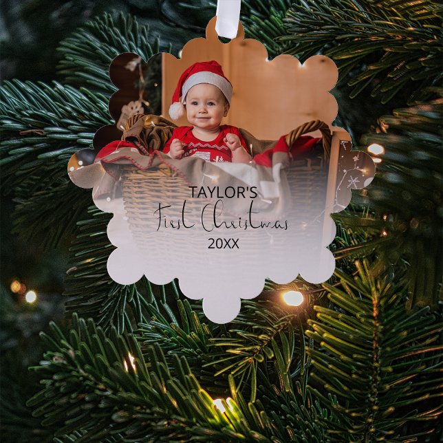 Modernes Foto meine ersten Weihnachten Ornament Karte (Von Creator hochgeladen)