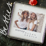 Modernes Foto Minimalistisch Best Friends BESTE FR Ornament Aus Metall<br><div class="desc">Design setzt sich aus lustiger und spielerischer Typografie mit Sans Serif und Serif Schriftart zusammen. Fügen Sie ein benutzerdefiniertes Foto hinzu.</div>