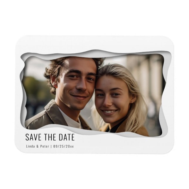 Modernes Foto Minimalistische Hochzeit retten das  Magnet (Horizontal)