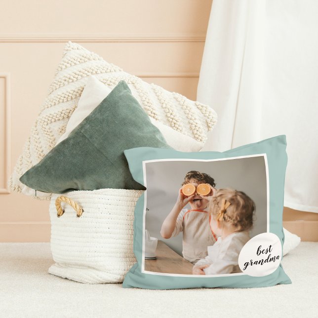 Modernes Foto Minze Liebliches Grandma Geschenk Kissen (Von Creator hochgeladen)