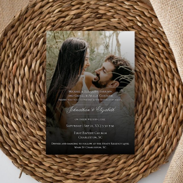 Modernes Foto mit Black Overlay-Hochzeit Einladung (Modern Photo with Black Overlay Wedding Invitation)