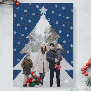 Modernes Foto mit blauen Schneeflocken