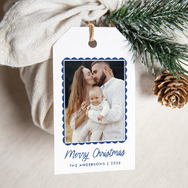 Modernes Foto mit blauer Skalierung Geschenkanhänger