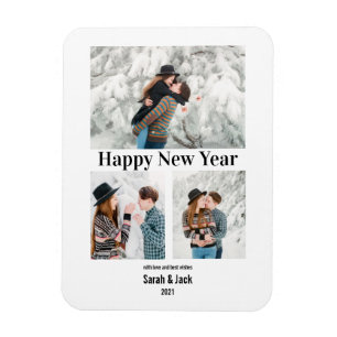 modernes Foto mit Chic-Schrift froh neues Jahr Magnet