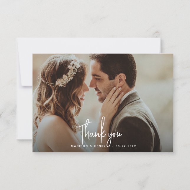 Modernes Foto mit einfacher Weißüberlagerung Dankeskarte (Vorderseite)