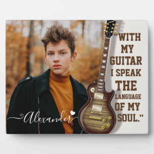 Modernes Foto mit elegantem White Electric Guitar Fotoplatte