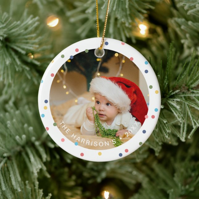 Modernes Foto mit farbenfrohen Lichtern Keramik Ornament (Baum)