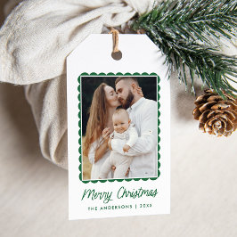 Modernes Foto mit grüner Skulptur Geschenkanhänger