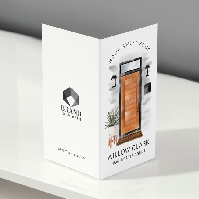 Modernes Foto mit Holztüren aus dem Mittelalter un Visitenkarten (Modern Mid-Century Wooden Door Photo & Services Business Card)