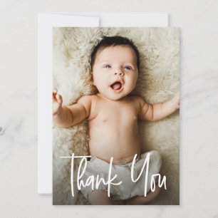 Modernes Foto mit individueller Babydusche Dankeskarte