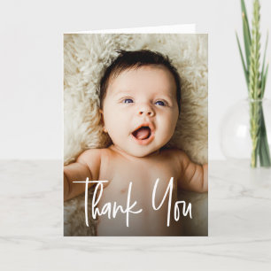 Modernes Foto mit individueller Babydusche Dankeskarte