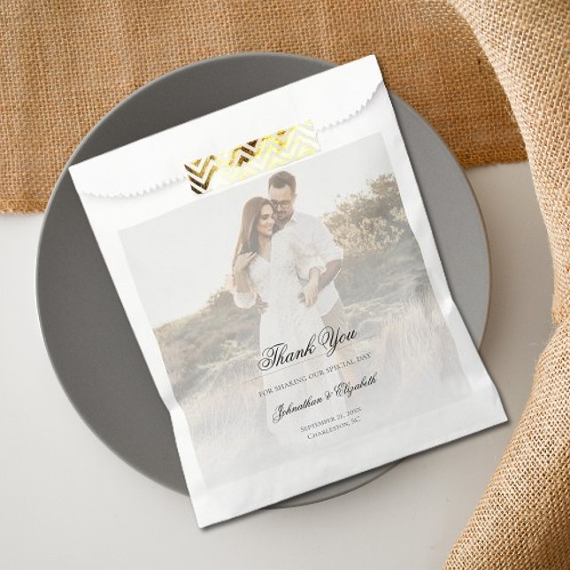 Modernes Foto mit Overlay-Hochzeit Geschenktütchen (Modern Photo with Overlay Wedding Favor Bag)