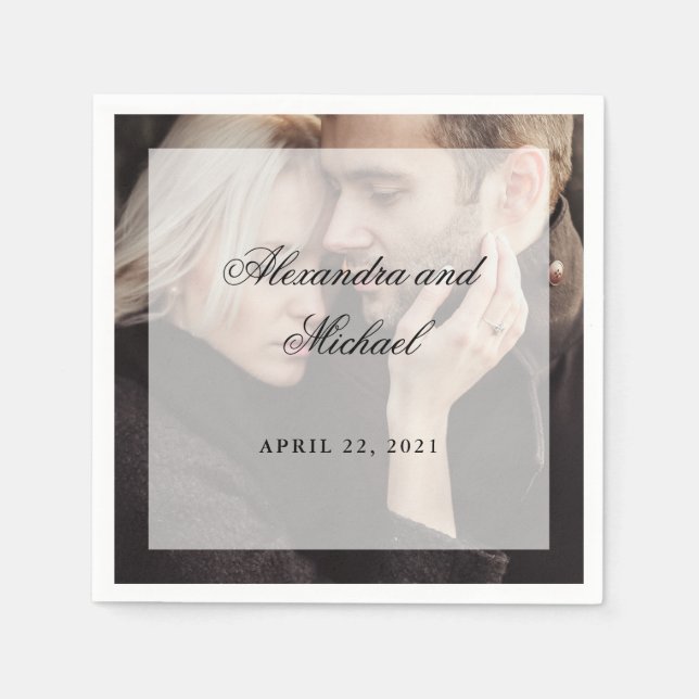 Modernes Foto mit Overlay | Hochzeit Serviette (Vorderseite)