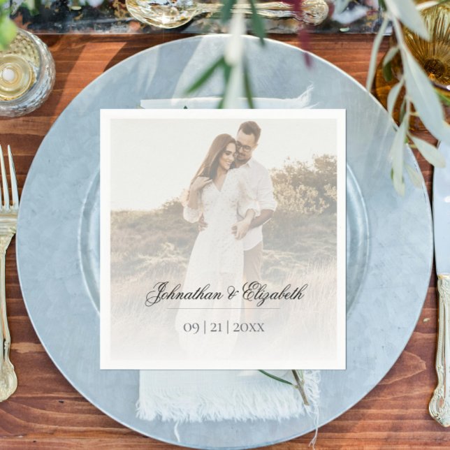 Modernes Foto mit Overlay-Hochzeit Serviette (Modern Photo and Overlay Wedding Napkins)