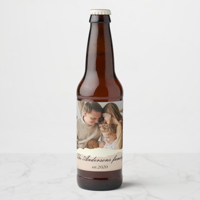 Modernes Foto mit Personalisiertem Namen Bierflaschenetikett (Vorderseite)