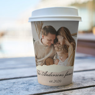 Modernes Foto mit Personalisiertem Namen Pappbecher