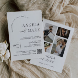 Modernes Foto mit QR Code Schwarz & Weiß Hochzeit Einladung