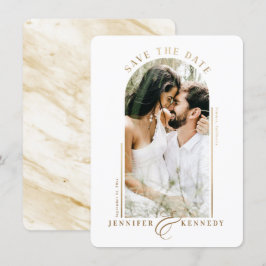 Modernes Foto mit Rahmen Gold-Marmor zurück Save The Date