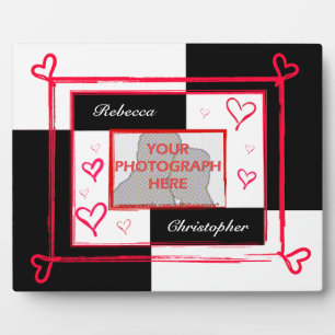Modernes Foto mit Schwarz-weißer und roter Liebe Fotoplatte