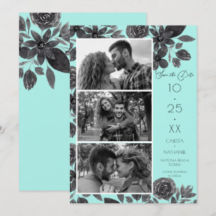 Modernes Foto mit schwarzer Minze und blühenden Wa Save The Date