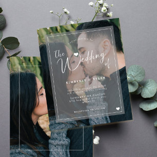 Modernes Foto mit transparenter Hochzeitseinladung