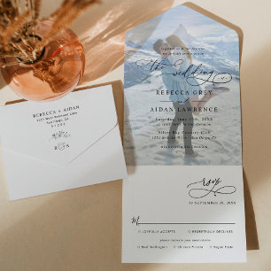 Modernes Foto Monogram Wedding All In One Einladung