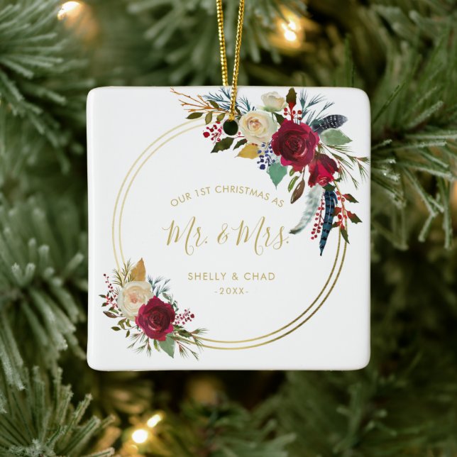 Modernes Foto neu vermählt Elegant Keramikornament (Baum)