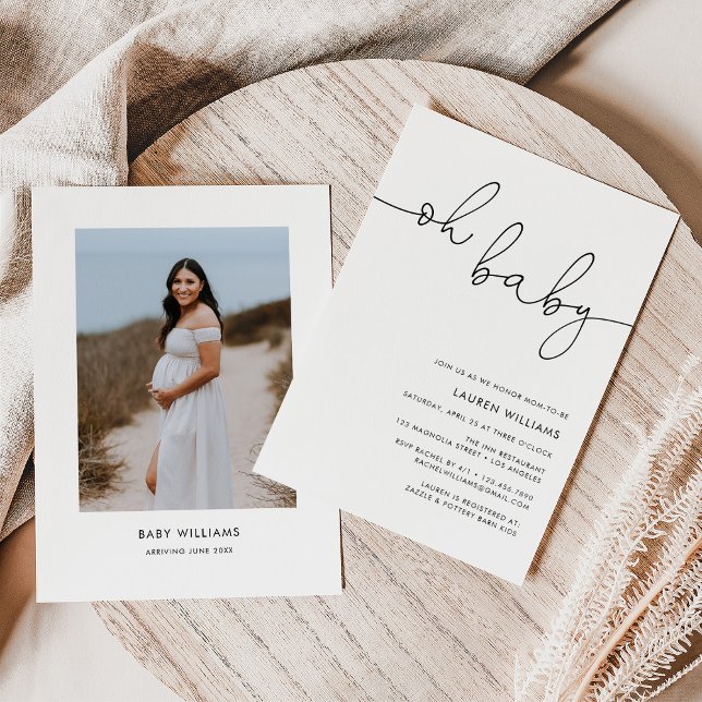 Modernes Foto Oh Baby Dusche Einladung (Von Creator hochgeladen)