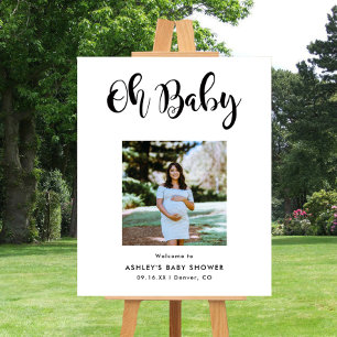 Modernes Foto Oh Babydusche Begrüßungszeichen Poster